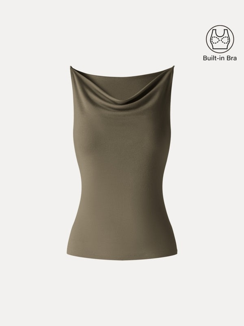 OGL Olive Tencel-Linen Stretch Linen Cowl Neck Bra Tank